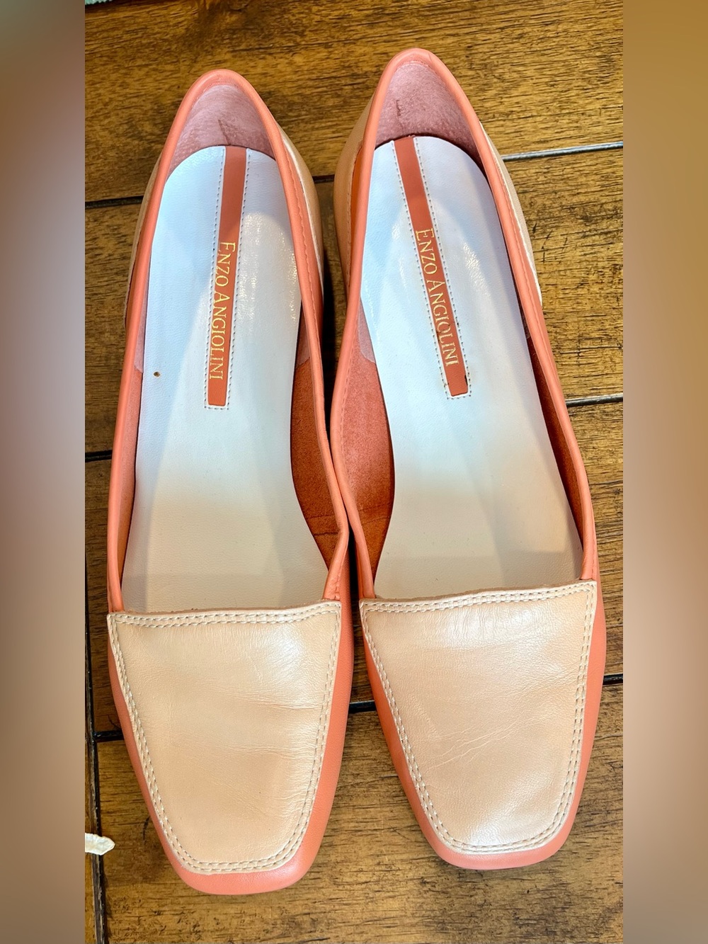 Enzo Angiolini Women's Pink Peach Leather Loafers Size 8